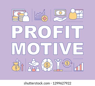 Profit motive word concepts banner. Achievement. Business success. Isolated lettering typography idea with linear icons. Finance management. Goal achieving. Vector outline illustration