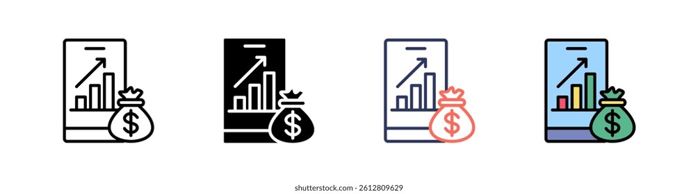 Profit Multi Style Icon Set Vector