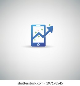Profit on mobile symbol,vector