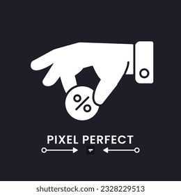Profit percentage white solid desktop icon. Income tax. Banking loan. Investment returns. Pixel perfect, outline 2px. Silhouette symbol for dark mode. Glyph pictogram. Vector isolated image