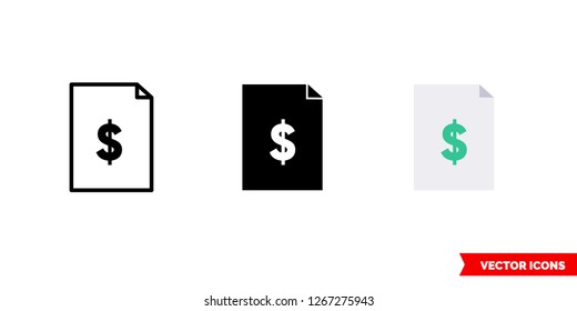 Profit report icon of 3 types: color, black and white, outline. Isolated vector sign symbol.