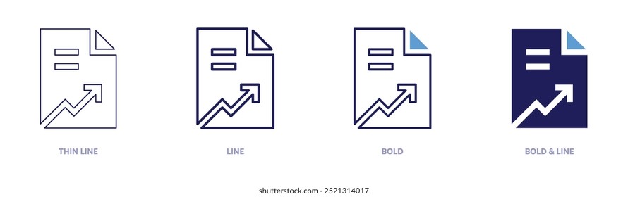 Profit report icon in 4 different styles. Thin Line, Line, Bold, and Bold Line. Duotone style. Editable stroke.