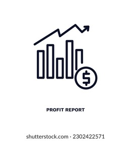 profit report icon. Thin line profit report icon from business and finance collection. Outline vector isolated on white background. Editable profit report symbol can be used web and mobile
