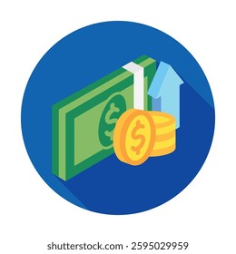 Profit rounded isometric 3d, mini illustration icon, use for modern concept, UI or UX kit, web and app development. related to business, finance, economy..