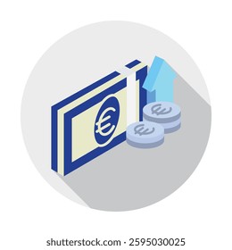 Profit rounded isometric 3d, mini illustration icon, use for modern concept, UI or UX kit, web and app development. related to business, finance, economy..