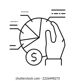 vector de icono de línea de acciones de beneficio. signo de participación en beneficios. símbolo de contorno aislado ilustración negra