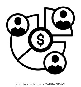 Profit Sharing Icon Mixed Style Vector Illustration
