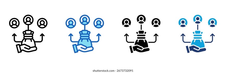 Icono de reparto de beneficios Ilustración vectorial de estilo múltiple