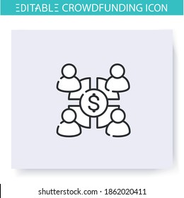 Profit sharing line icon. Shareholding. Stakeholders. Competing. Funding and investment concept. Projects, business, ideas financing and capital raising. Isolated vector illustration.Editable stroke 