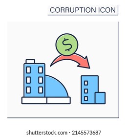 Profit Shifting Color Icon.Tax Planning Strategies. Making Payments To Other Companies To Move Profits From High-tax To Low-tax Regimes.Corruption Concept. Isolated Vector Illustration 