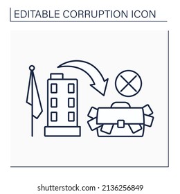 Profit Shifting Line Icon. Tax Planning Strategies. Funds Withdrawal Of Enterprise. Corruption Concept. Isolated Vector Illustration. Editable Stroke