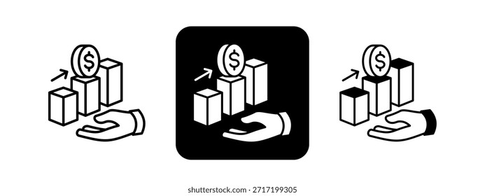 Profit Conjunto de Ilustración vectorial de dibujo de línea negra y color sólido