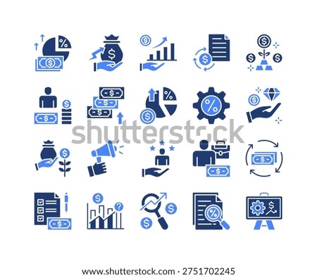 Profit Strategy Icon Collection, featuring Profit Margin, ROI, Earnings, Yield, Percentage, Client, Analysis.