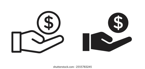 Profit vector icon set in black color.