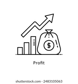 Profit vector  outline icon style illustration. Symbol on White background EPS 10 File