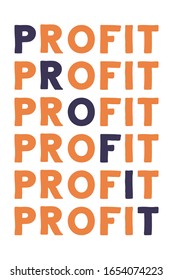 Profit Vector saying. White isolated