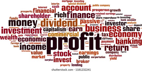 Profit word cloud concept. Vector illustration