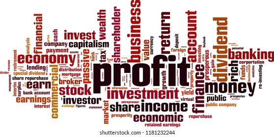 Profit word cloud concept. Vector illustration