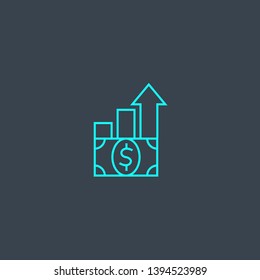 Profitability concept blue line icon. Simple thin element on dark background. Profitability concept outline symbol design. Can be used for web and mobile UI/UX