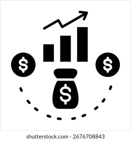 profitability icon in glyph style vector illustration