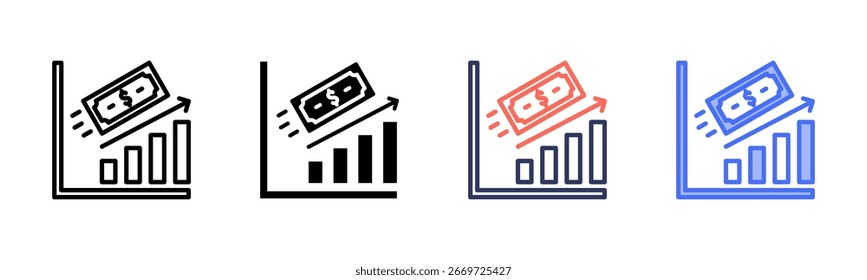 Ícone de lucratividade definir coleção de vários estilos