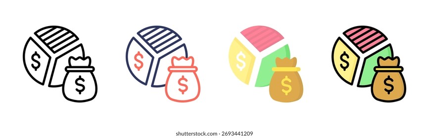Profitability icon set multiple style collection
