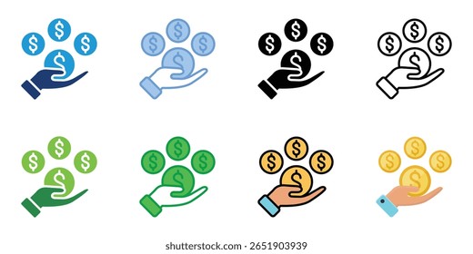 Profitability Icons Set Vector Multiple Style Collection