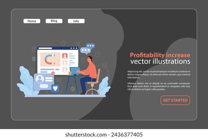 Profitability Increase Strategy. A clean vector illustration highlighting the analytical approach to boosting a brand's profitability through strategic business planning, data analysis. Flat vector.