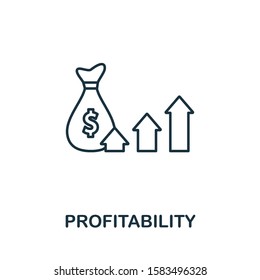 Profitability line icon. Thin style element from business administration collection. Simple Profitability icon for web design, apps and software.
