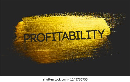 Profitability Text on Golden Brush Dark Background