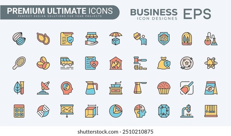 Profitable Business Icon Collection Set. Enthält Gewinn, Umsatz, Ertrag, Umsatz, Marge, Cashflow, Kapital, Anlagensymbol. Einfache, flache Vektorgrafik.