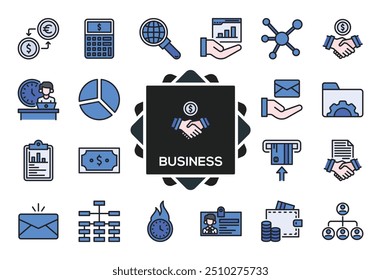 Profitable business icon collection set. Containing profit, revenue, income, sales, margin, cash flow, capital, asset icon. Simple flat vector.