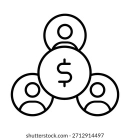 Vetor de ícone comercial lucrativo. Sinal de Ilustração de Negócios. Símbolo ou logotipo da equipe de negócios.