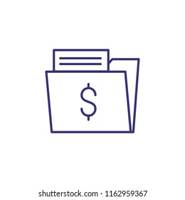 Profitable contract line icon. Paper in folder with dollar sign. Business concept. Can be used for topics like dealing, startup, partnership