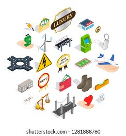 Profitable enterprise icons set. Isometric set of 25 profitable enterprise vector icons for web isolated on white background