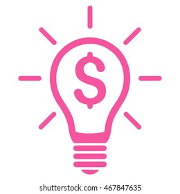 Profitable Invention icon. Vector style is flat iconic symbol with rounded angles, pink color, white background.