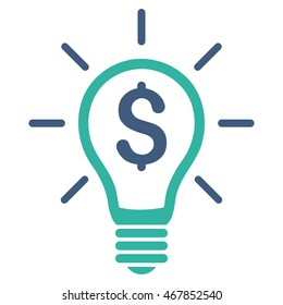 Profitable Invention icon. Vector style is bicolor flat iconic symbol with rounded angles, cobalt and cyan colors, white background.