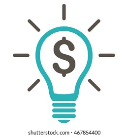 Profitable Invention icon. Vector style is bicolor flat iconic symbol with rounded angles, grey and cyan colors, white background.