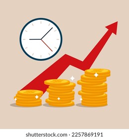 Profitable investment and the increase in profits. Business idea. Modern vector illustration in flat style.