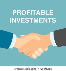 Profitable investments handshake. Making progress in business and finance.