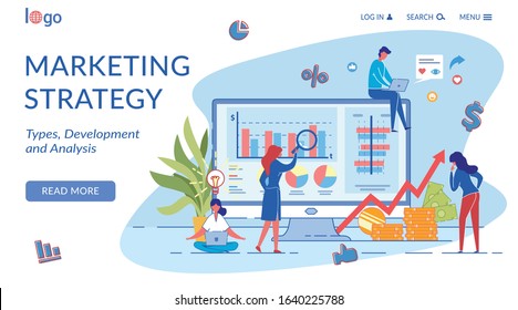 Profitable Marketing Landing Page Flat Template. Sales Conversion Web Banner Cartoon Vector Layout. Product Selling Income Statistics Analyzing. Business Analytics Website Homepage