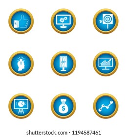 Profiteering icons set. Flat set of 9 profiteering vector icons for web isolated on white background