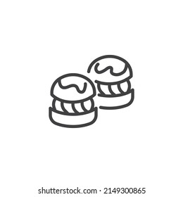 Icono de línea de clair profiterole. signo de estilo lineal para concepto móvil y diseño web. Icono vectorial de contorno profiterole. Símbolo, ilustración del logotipo. Gráficos vectoriales