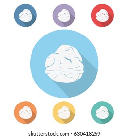 Profiterole with cream flat vector icon set