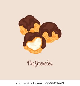 Profiteroles French dessert vector illustration