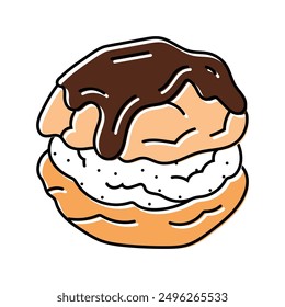 Icono de color de comida dulce de profiteroles. Vector de comida dulce de profiteroles. Ilustración de símbolo aislado