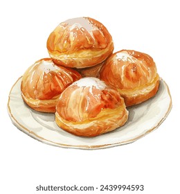 profiteroles vector illustration in watercolour style