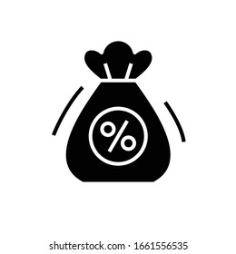 Profits bag black icon, concept illustration, vector flat symbol, glyph sign.