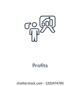 Profits concept line icon. Linear Profits concept outline symbol design. This simple element illustration can be used for web and mobile UI/UX.