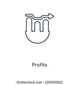 Profits concept line icon. Linear Profits concept outline symbol design. This simple element illustration can be used for web and mobile UI/UX.